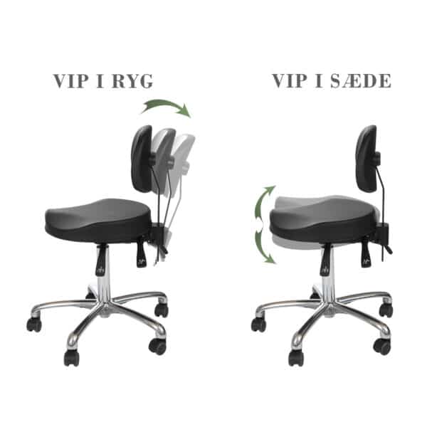 Ergonomisk stol med vip i ryg og sæde